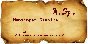 Menzinger Szabina névjegykártya